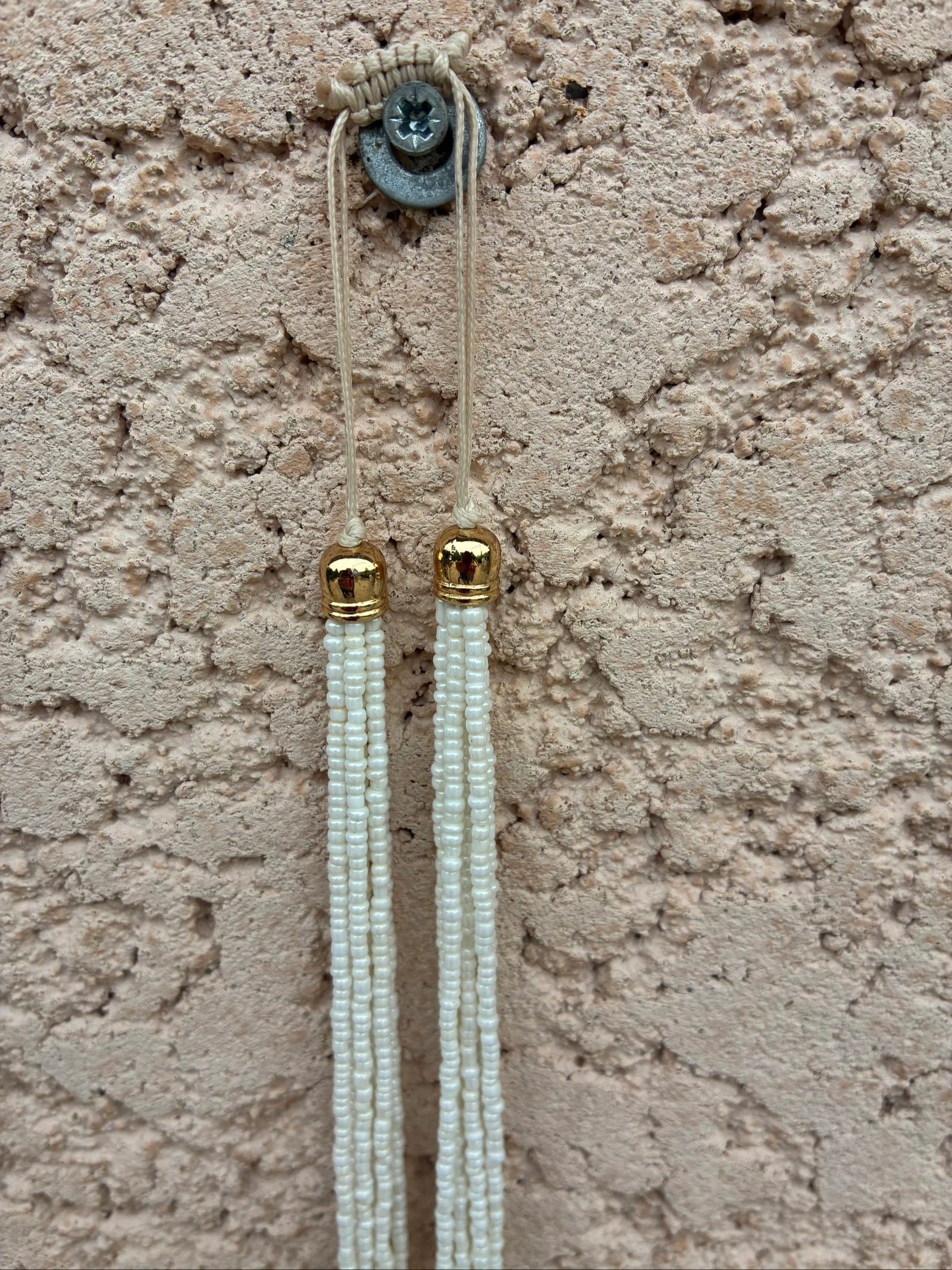 Bohemian necklace with stones and ecru beads – photo 3